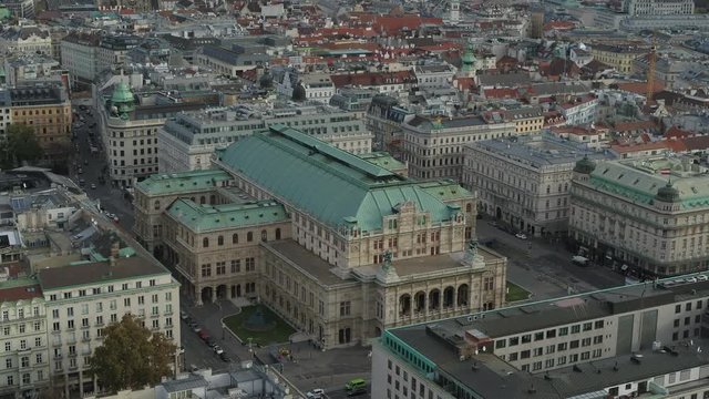 Drone Aerial Vienna State Opera and Cityscape