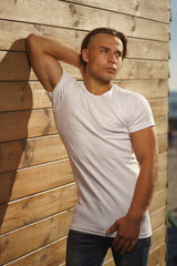 Fototapeta premium portrait of a young man in t-shirt