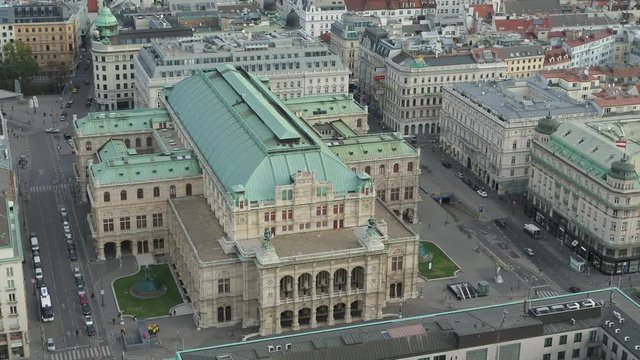Drone Aerial Vienna State Opera and Cityscape