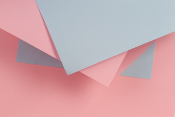 Abstract geometric shape pastel pink and blue color paper background