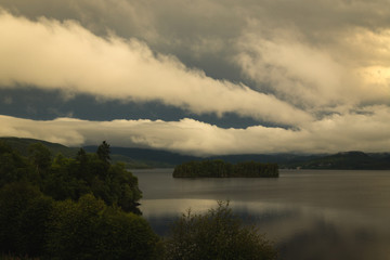 Sunset sky reflections in Jonsvatnet lake, Norway.