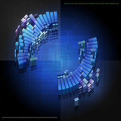 Blue abstract tech  background design with round shape. Modern t