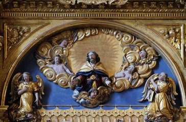 Fototapeta na wymiar Jesus Christ, Assumption of the Virgin Mary Altar in the church of St. Leodegar in Lucerne, Switzerland