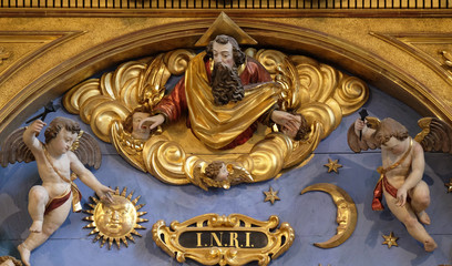 God the father statue on the Soul altar in the church of St. Leodegar in Lucerne, Switzerland