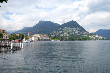 Lugano at Lugano Lake, Switzerland, Ticino, Switzerland