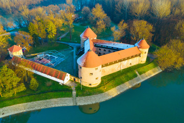      Sisak Fortress on the bank of Kupa River, historic monument, Croatia, in autumn 