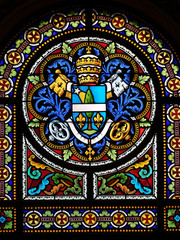 Stained glass window in the Cathedral of Saint Lawrence in Lugano, Switzerland
