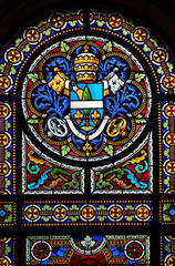 Stained glass window in the Cathedral of Saint Lawrence in Lugano, Switzerland