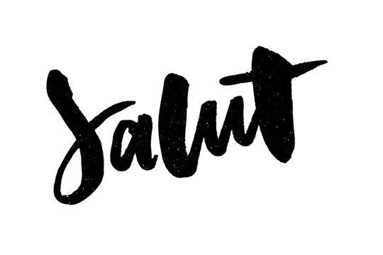 slogan Salut lettering calligraphy text brush black ink fashion france illustration