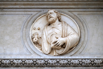 Saint Peter, relief on the portal of the Cathedral of Saint Lawrence in Lugano, Switzerland