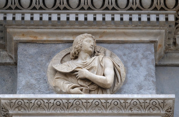 Prophet Daniel, relief on the portal of the Cathedral of Saint Lawrence in Lugano, Switzerland