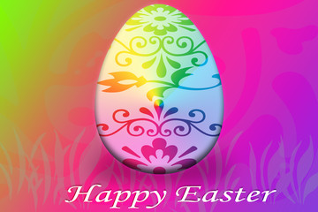 Happy Easter colorful floral egg background; useful for cards, flyers, posters and more