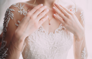 close-up of a beautiful bride. wedding preparations