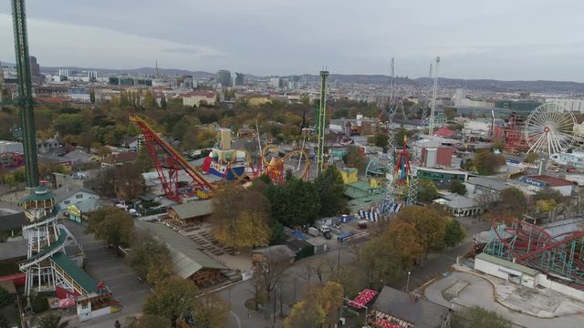 Vienna drone aerial park bustle Prater