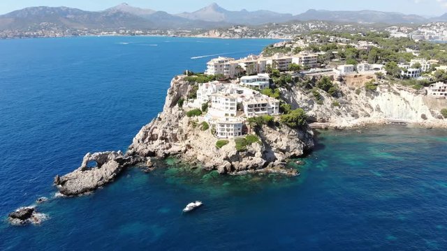 Aerial view, Flight over Islas Malgrats and the Santa Ponca area, Mallorca, Spain
