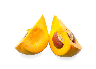 Egg fruit, Canistel, Yellow Sapote (Pouteria campechiana (Kunth) Baehni) on white background
