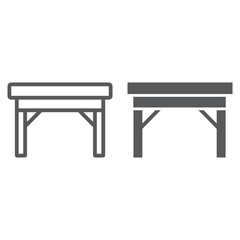 Table line and glyph icon, furniture and home, desk sign, vector graphics, a linear pattern on a white background.