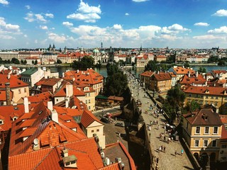 Obraz premium View of Charles Bridge in the capital city of Prague