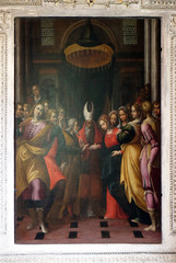 The Marriage of Virgin Mary, painting in the church of St. Victor on the Fishermen Island, one of the famous Borromeo Islands of Lake Maggiore, Italy