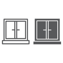 Window line and glyph icon, architecture and home, frame sign, vector graphics, a linear pattern on a white background.