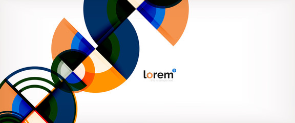 Circle abstract background, bright colorful round geometric shapes