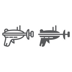 Blaster line and glyph icon, space and weapon, laser blaster sign, vector graphics, a linear pattern on a white background.