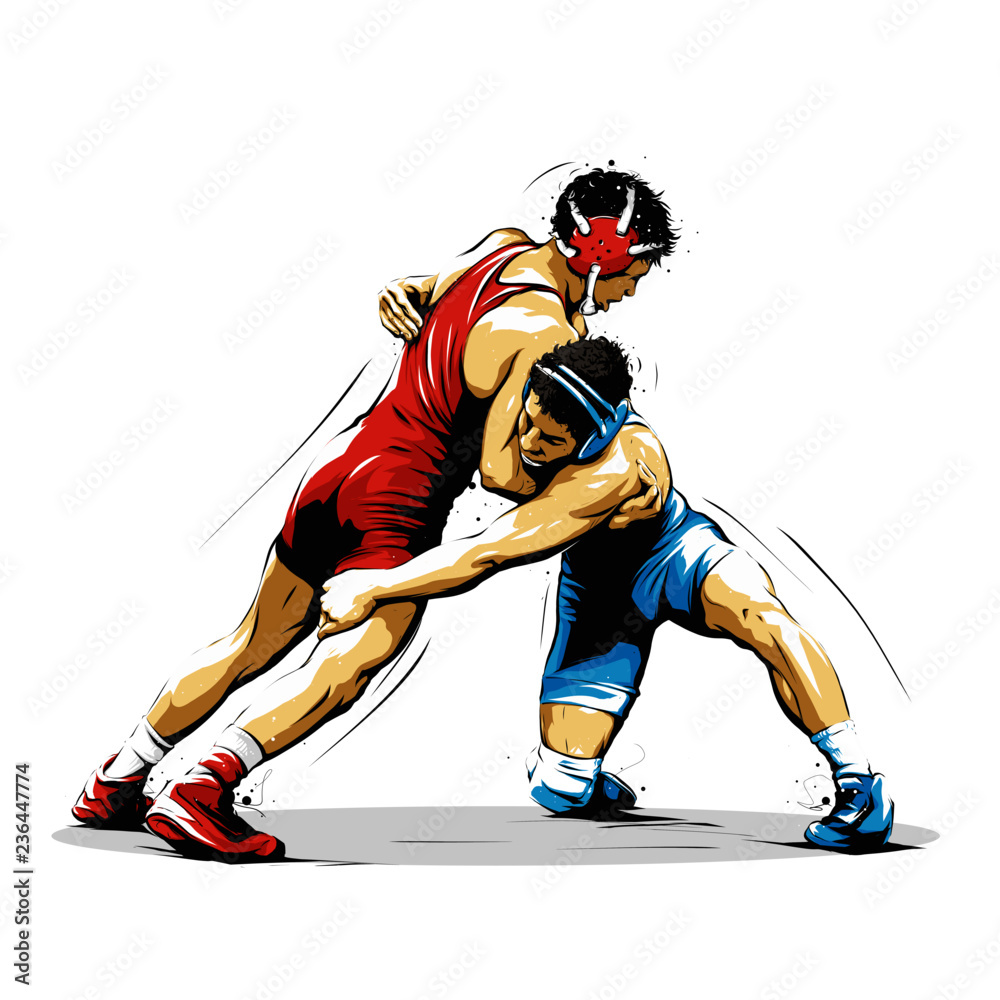 Wall mural wrestling action 10