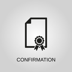 Confirmation icon. Confirmation symbol. Flat design. Stock - Vector illustration.