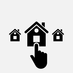 Fototapeta na wymiar House selection icon. Search home concept symbol design. Stock - Vector illustration can be used for web.