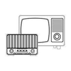 Vintage media technology black and white