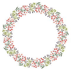 Christmas Wreath with Round Frame for Cards Design Vector Layout with Copyspace Can be use for Decorative Kit, Invitations, Greeting Cards, Blogs, Posters, Merry Christmas and Happy New Year.