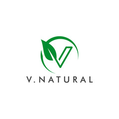 Letter V logo concept. Natural eco symbol design vector illustration