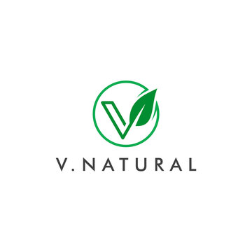Letter V logo concept. Natural eco symbol design vector illustration