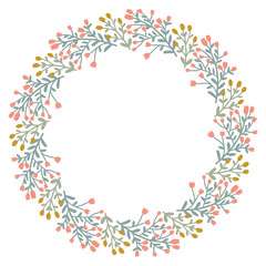 Fototapeta na wymiar Christmas Wreath with Round Frame for Cards Design Vector Layout with Copyspace Can be use for Decorative Kit, Invitations, Greeting Cards, Blogs, Posters, Merry Christmas and Happy New Year.