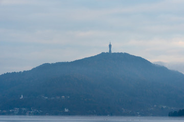Sunset on a mountain lake