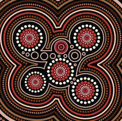 Aboriginal dot art vector painting. Connection concept