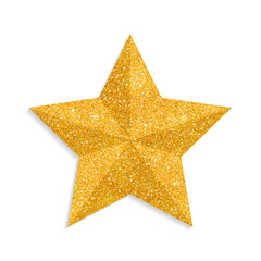Glitter golden star vector isolated on white background. Christmas star, sparkly decoration. Golden 
