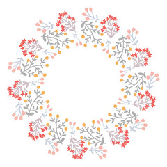 Christmas Wreath with Round Frame for Cards Design Vector Layout with Copyspace Can be use for Decorative Kit, Invitations, Greeting Cards, Blogs, Posters, Merry Christmas and Happy New Year.