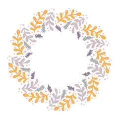 Christmas Wreath with Round Frame for Cards Design Vector Layout with Copyspace Can be use for Decorative Kit, Invitations, Greeting Cards, Blogs, Posters, Merry Christmas and Happy New Year.
