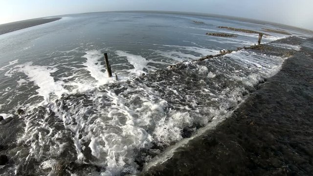 Wattenmeer, Buhne, Gezeiten, Weitwinkel