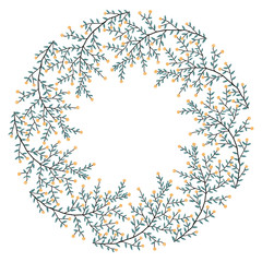 Christmas Wreath with Round Frame for Cards Design Vector Layout with Copyspace Can be use for Decorative Kit, Invitations, Greeting Cards, Blogs, Posters, Merry Christmas and Happy New Year.