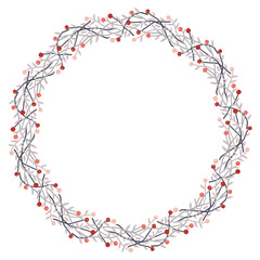 Christmas Wreath with Round Frame for Cards Design Vector Layout with Copyspace Can be use for Decorative Kit, Invitations, Greeting Cards, Blogs, Posters, Merry Christmas and Happy New Year.
