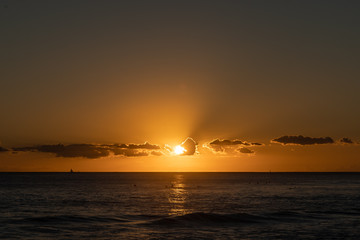 sunset at sea in hawaii
