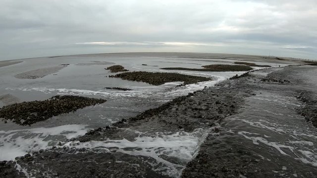 Wattenmeer, Buhne, Gezeiten, Schwenk