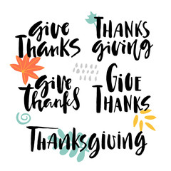 Set of hand drawn thanksgiving phrases
