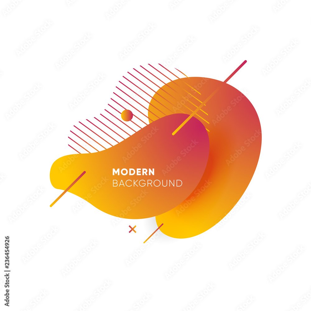 Wall mural dynamical colored graphic elements. gradient abstract banners with flowing liquid shapes. template f