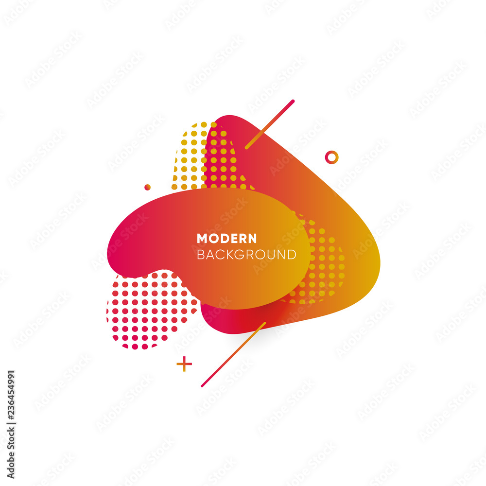 Wall mural dynamical colored graphic elements. gradient abstract banners with flowing liquid shapes. template f
