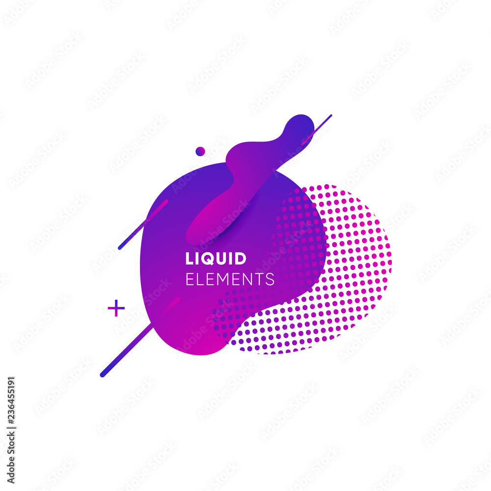 Wall mural dynamical colored graphic elements. gradient abstract banners with flowing liquid shapes. template f