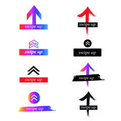 Swipe up set stories vector. Stories swipe button, vector illustration