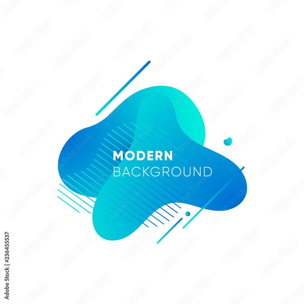 Wall mural dynamical colored graphic elements. gradient abstract banners with flowing liquid shapes. template f